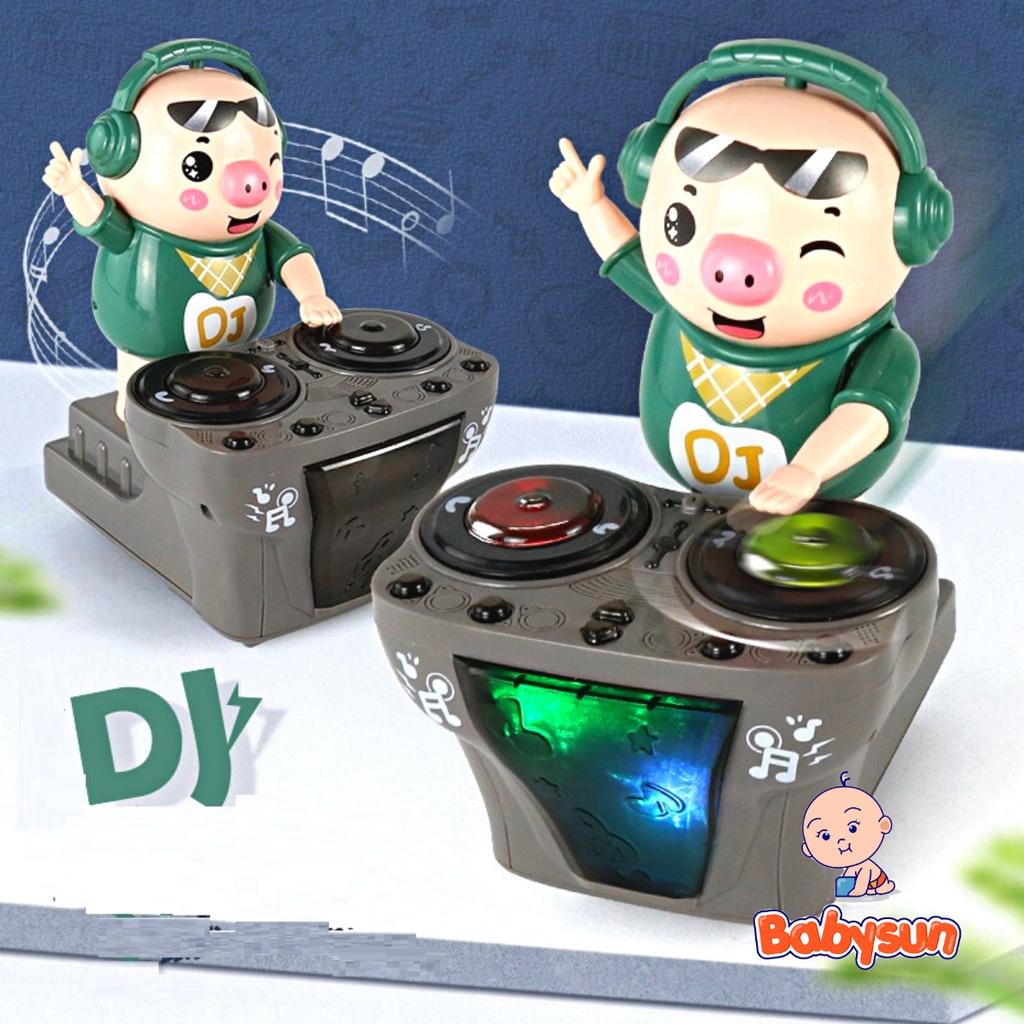 Heo chơi DJ nhảy theo nhạc và đèn cho bé, lợn dj năng động siêu dễ thương, đồ chơi phát nhạc cho bé