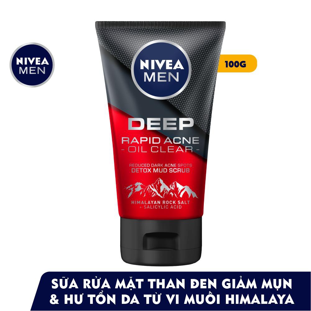 Bộ 2 Sữa Rửa Mặt NIVEA MEN Deep Giảm Mụn | Sáng Da Muối Himalaya - 88521