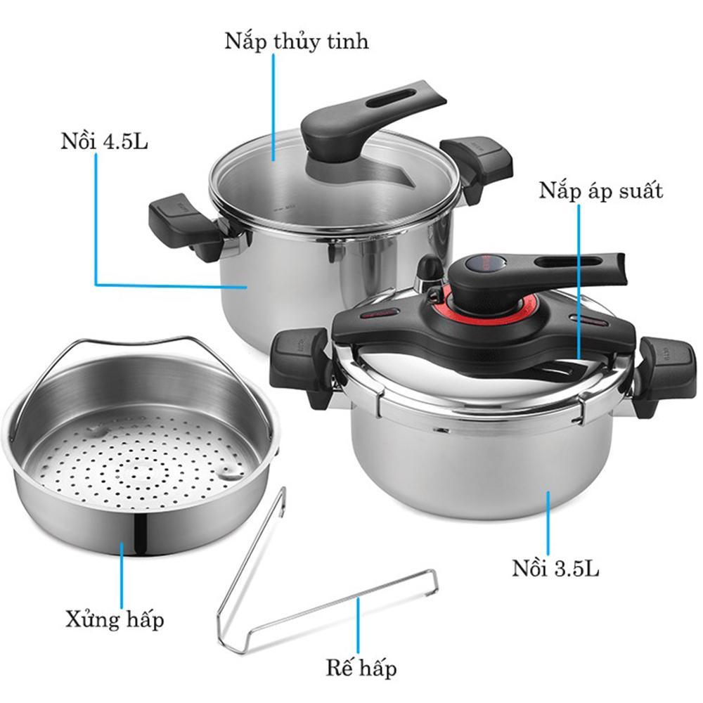 Bộ nồi áp suất Inox PN VGPC2-SET Tặng Máy xay sinh tố Kochstar KSEBD-1000 + Cà mèn cơm Apollo APL-1600 - Hàng chính hãng