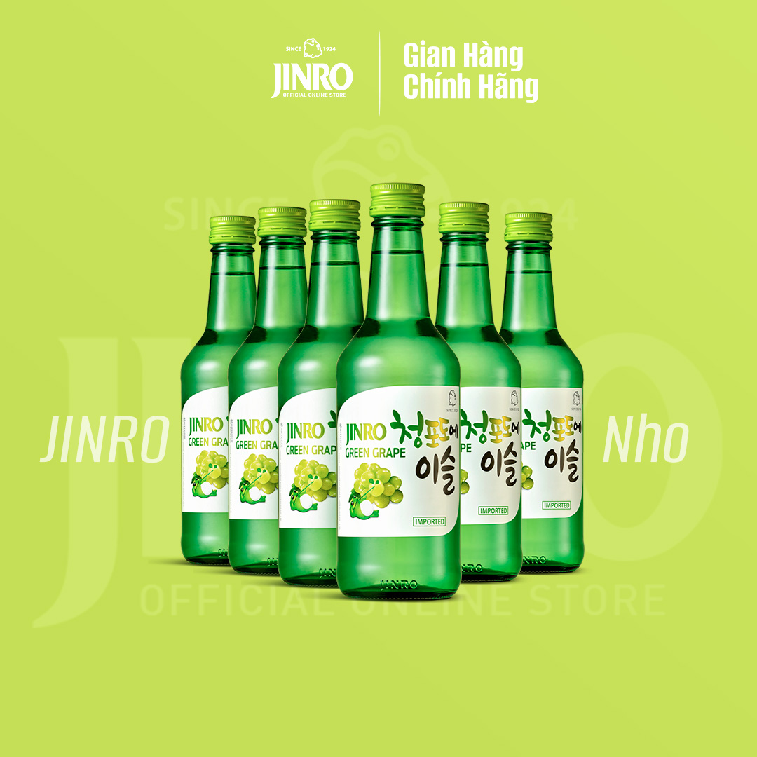 Soju Hàn Quốc JINRO VỊ NHO 360ml - Combo 6 chai