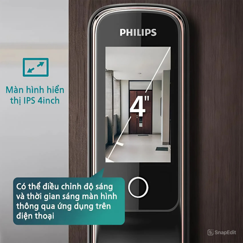 Bộ khóa cửa thông minh khuôn mặt 3D [ Face, vân tay, thẻ từ, mật khẩu và chìa cơ ] Hà Lan cao cấp Philips - DDL709-7HWS