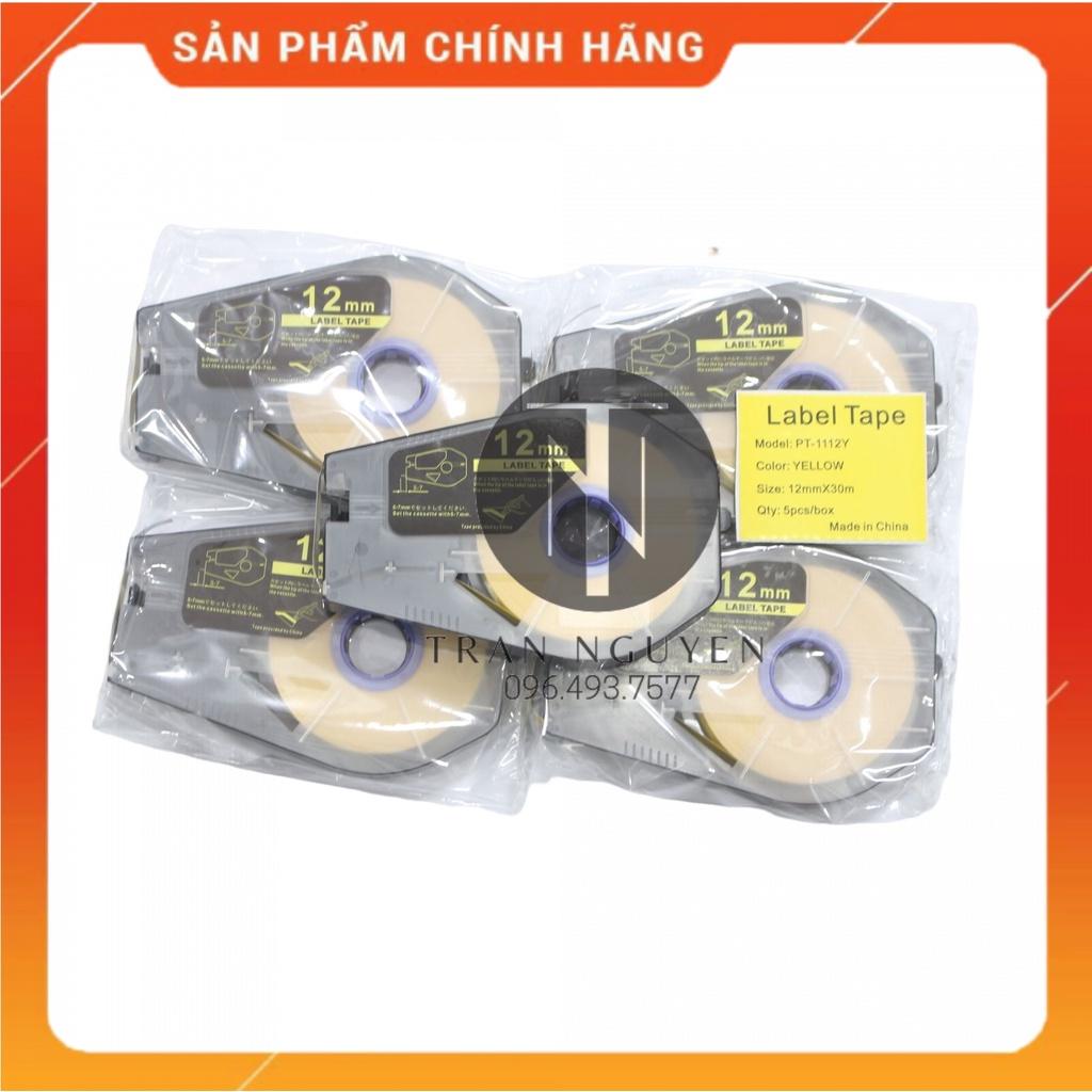 Nhãn in Canon PT-1112y - Đen nền vàng - 12mm x 30m - Hàng nhập khẩu