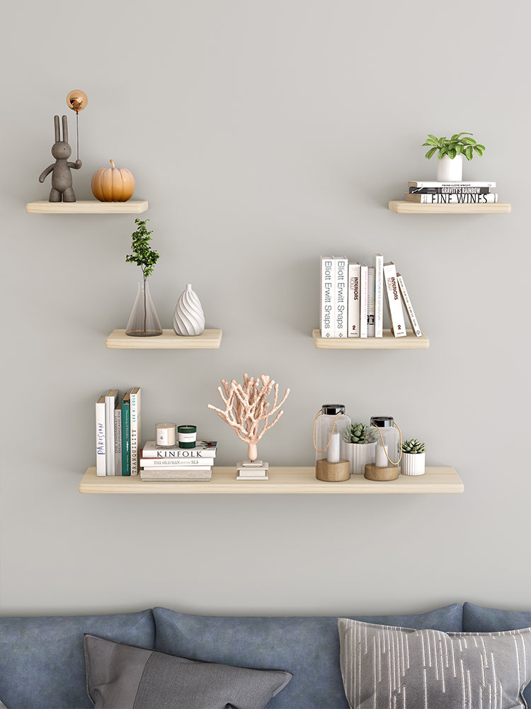 Kệ Trang Trí Treo Tường 1 Thanh Ngang sâu 13 cm nhiều kích thước màu gỗ thông tự nhiên sơn phủ bóng bền đẹp
