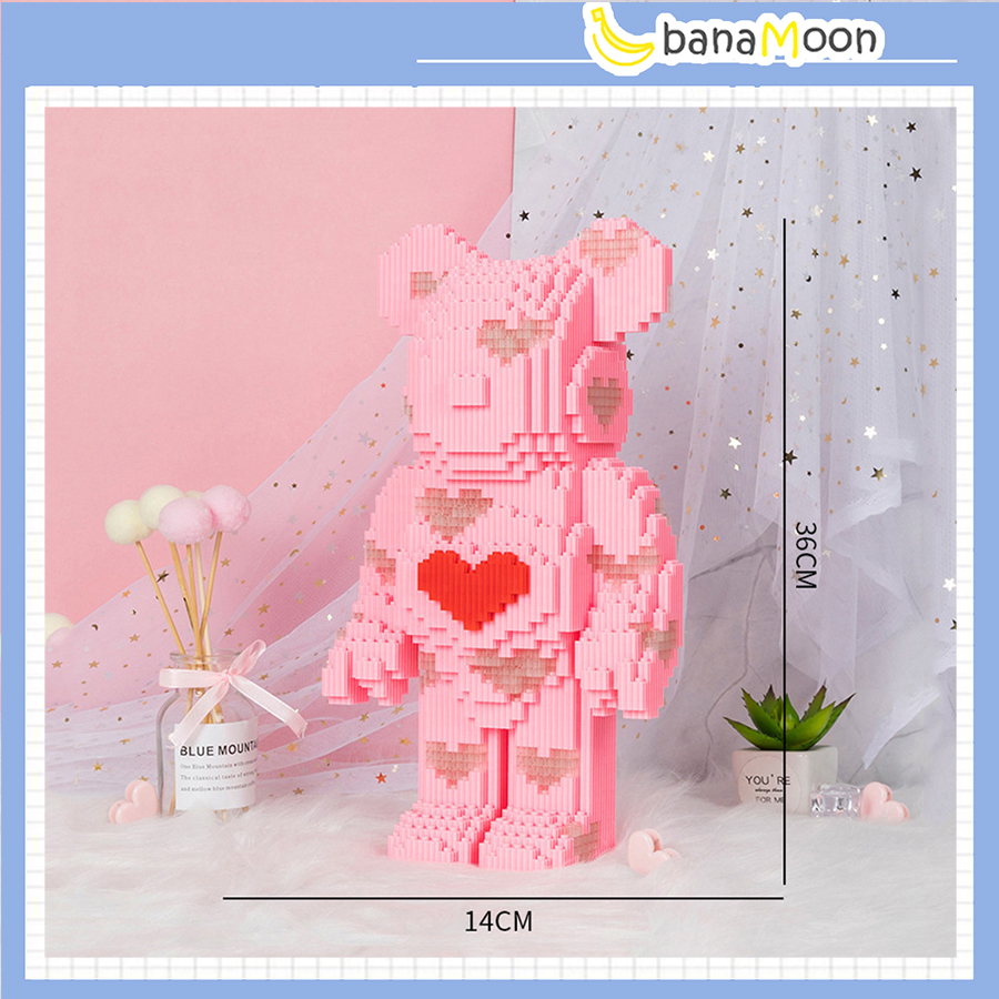 Đồ chơi lắp ghép thông minh bộ xếp hình gấu Bearbrick trang trí nhiều màu