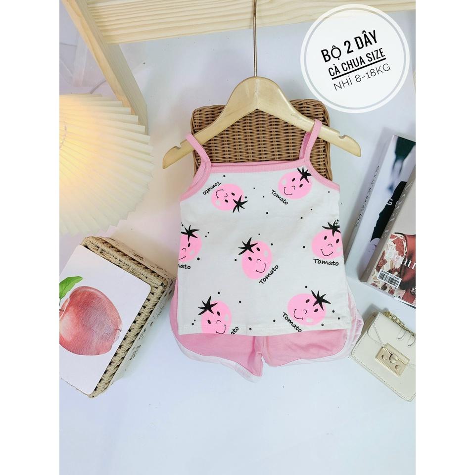 Bộ hai dây cotton hình cà chua cho bé gái từ 7 - 18kg