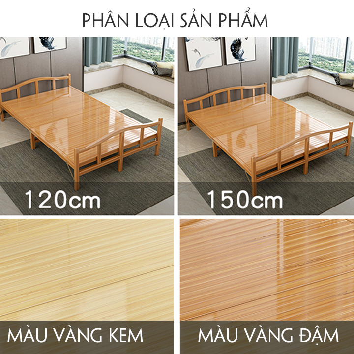 Giường tre gấp gọn cao cấp 150x190cm