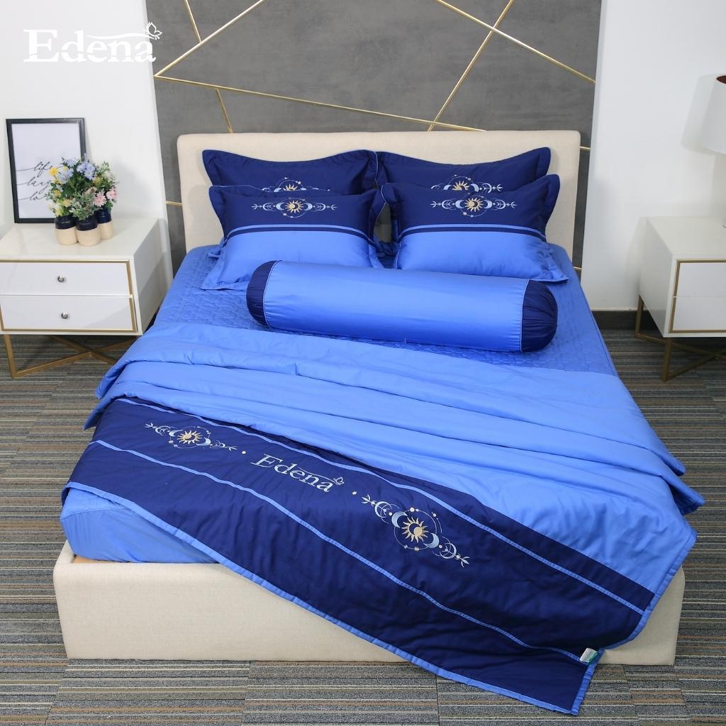 Bộ chăn ga Edena Basic Solid - Cotton 100% 5 món thoáng mát