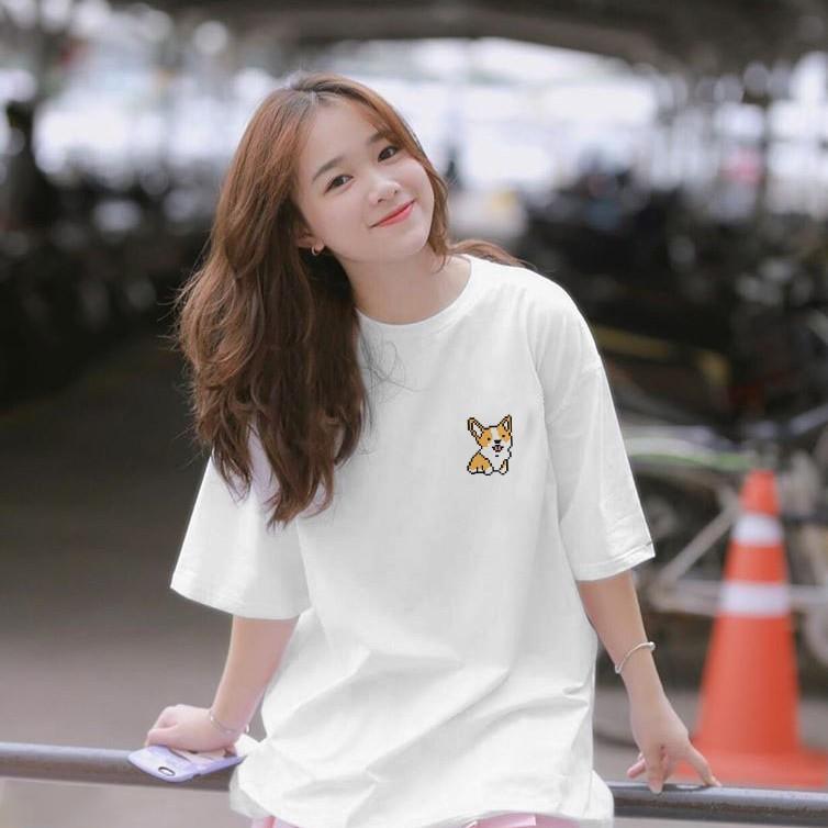 Áo thun nữ hình cún Corgy dễ thương chất 65% cotton mã TN82  Shopanamy