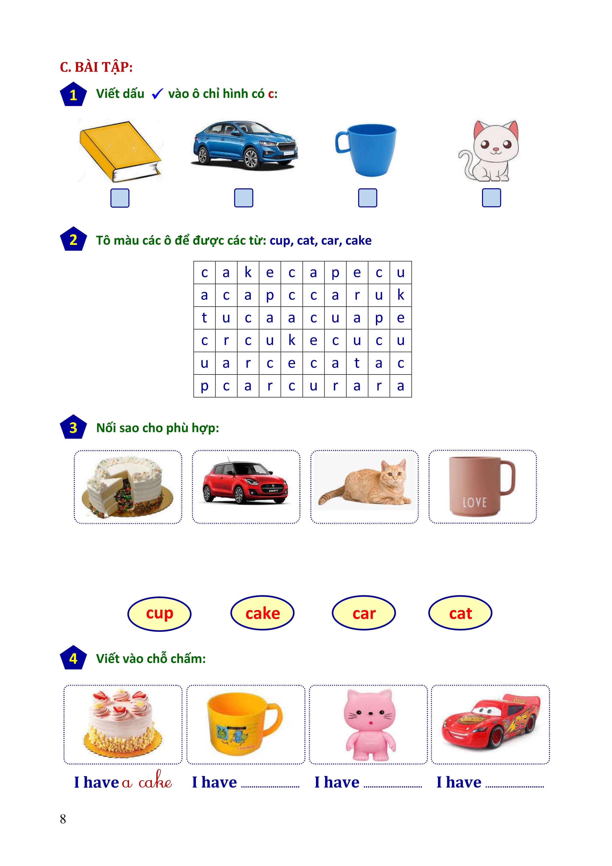 Phiếu bài tập cuối tuần Tiếng Anh 1 - Biên soạn theo chương trình mới