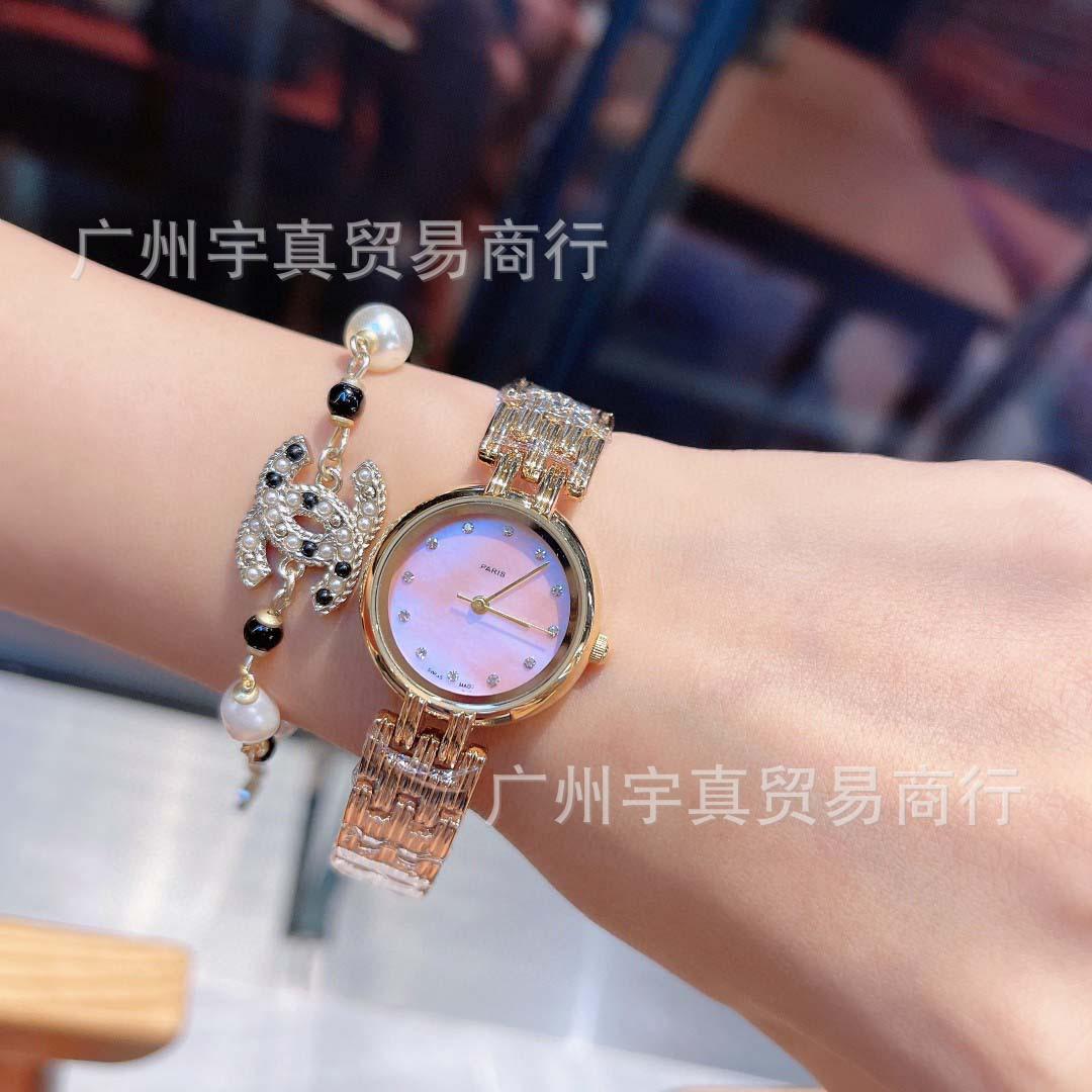 Kinh doanh wechat thuận lợi nhất dijia phong cách nóng bỏng mặt số xà cừ nạm kim cương đồng hồ đeo tay nữ thạch anh dây thép đơn giản thời trang