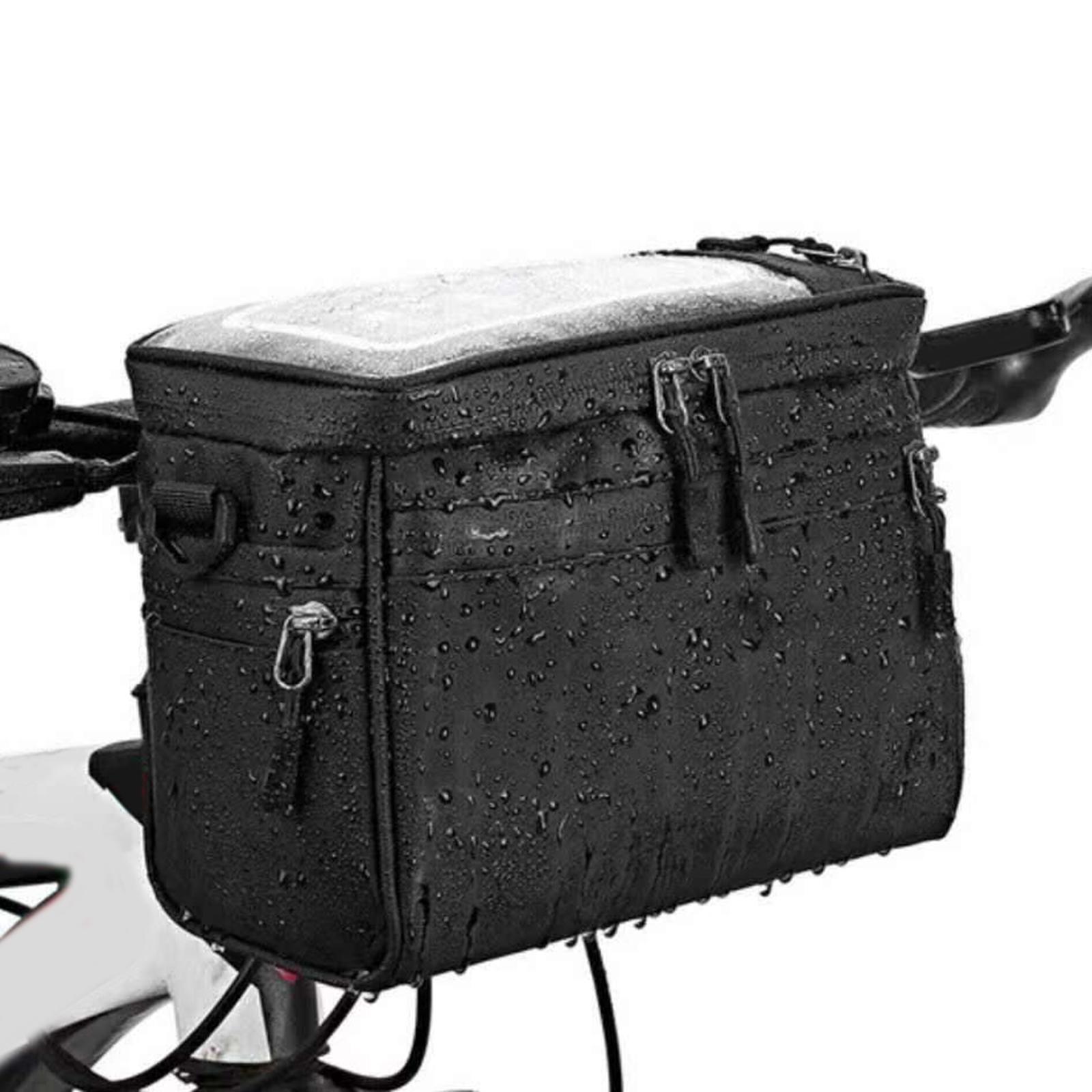 Bike Handlebar Bag Waterproof Front Bag Phone Bag with Touch Screen Shoulder Strap