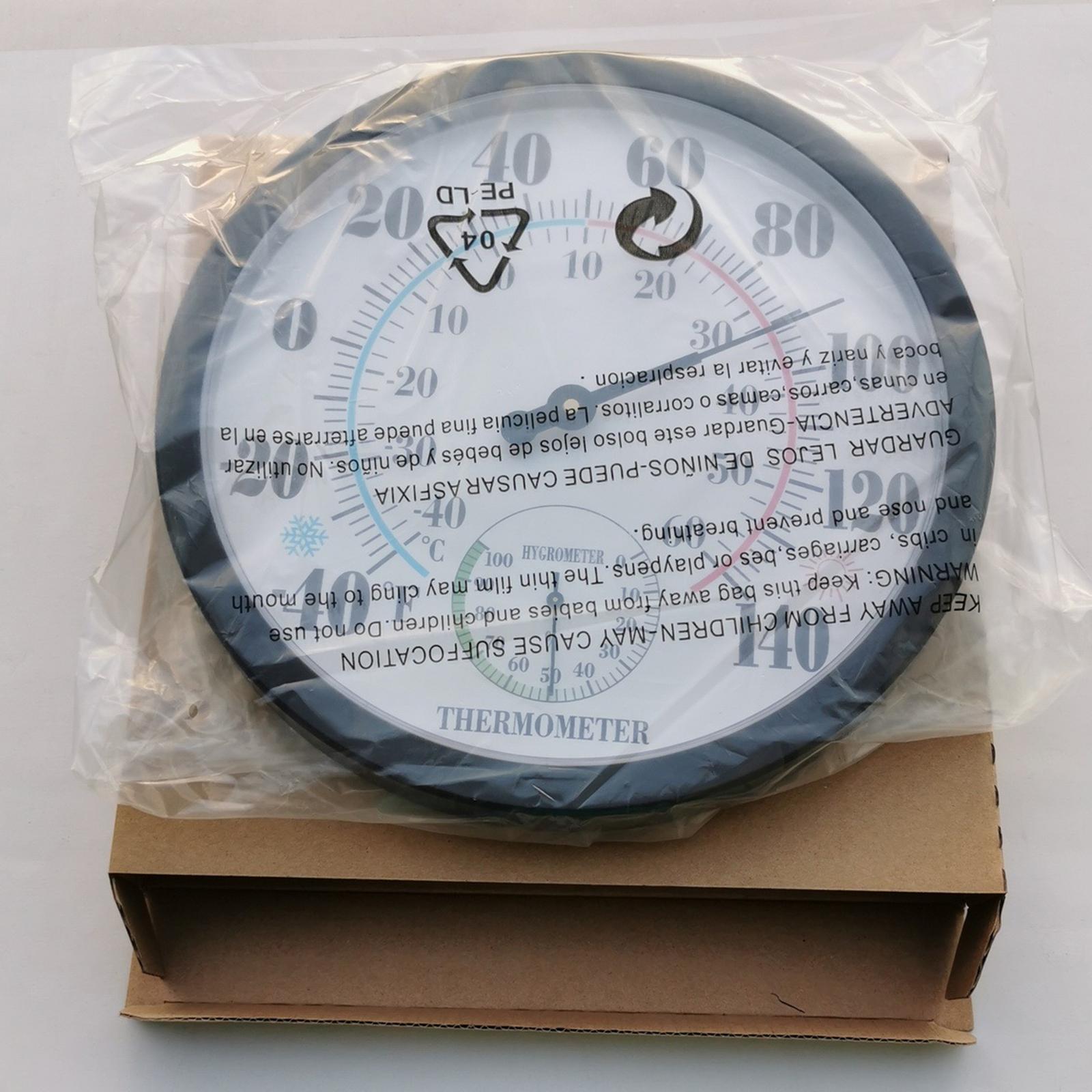 Indoor Outdoor Round Thermometer Garden Wall Thermometer Hygrometer for Patio, Large Number Thermometer No Battery Needed Hanging Hygrometer