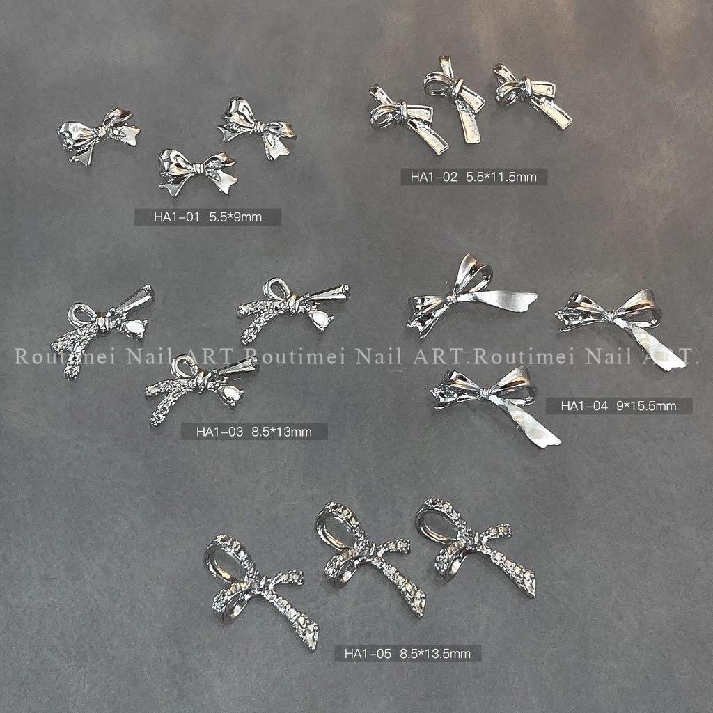 Set 30 Charm Nơ Dài Kim Loại Siêu Xinh Đính Đá Điệu Đà Gắn Móng Làm Nail Hot 2025 Nữ Women