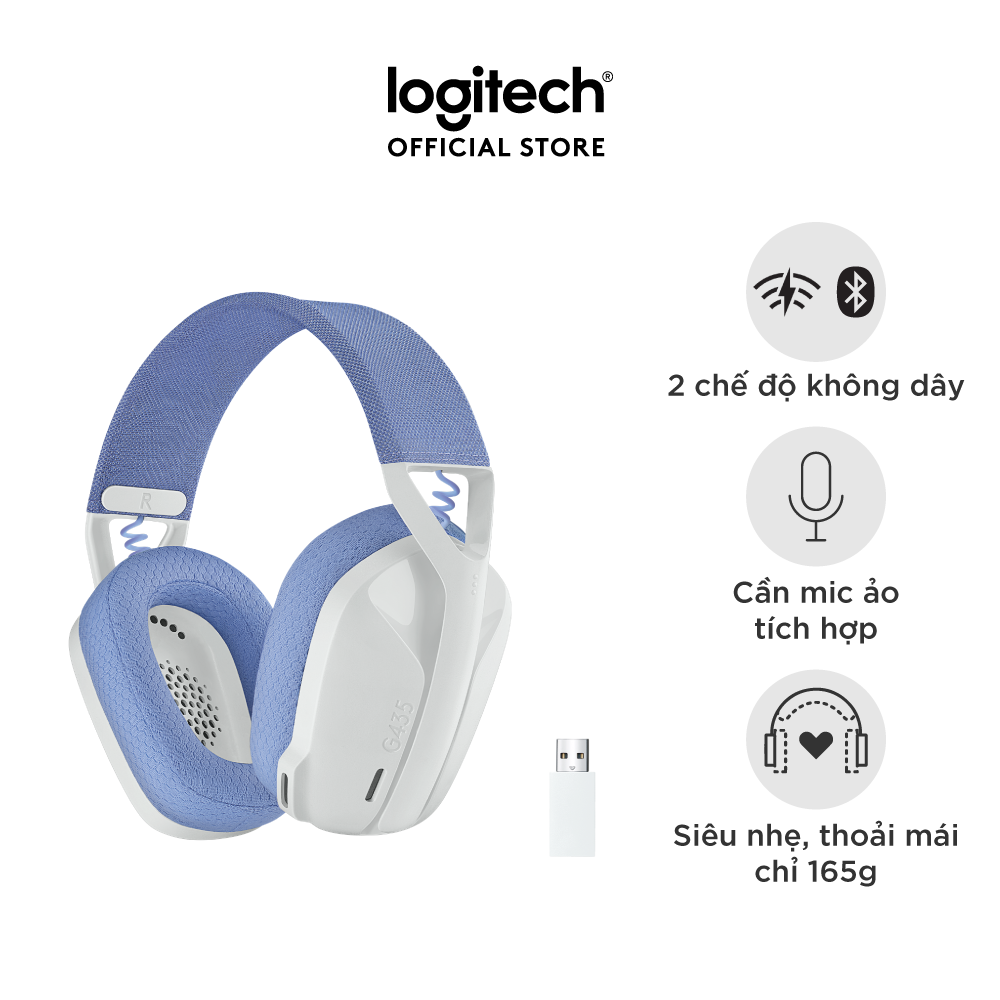 Tai nghe game không dây Bluetooth và Lighspeed Logitech G435 – Mic ảo tích hợp, nhẹ, tương thích PC, Điện thoại, PS4, PS5 - Màu