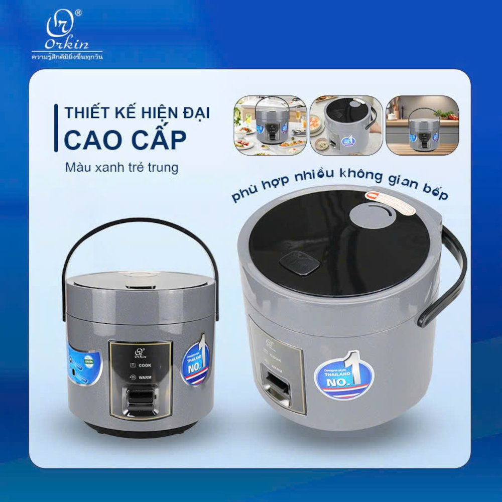 Nồi cơm điện Orkin Thái Lan OR-YD1L dung tích 1L, lòng phủ Ceramic giữ nhiệt tốt - Hàng chính hãng