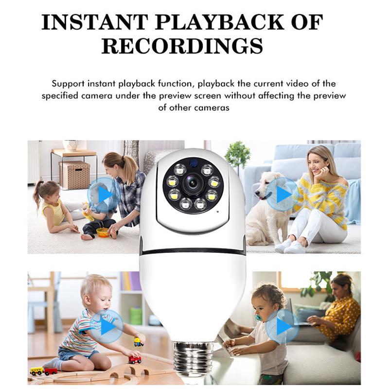 Camera Giám Sát PTZ Wifi Bóng Đèn 1080P Camera IP Toàn Cảnh Nhìn Xuyên Đêm 360 Xem Bảo Vệ An Ninh Camera Quan Sát Đèn E27 Máy Quay Màu Sắc: Camera Bóng Đèn