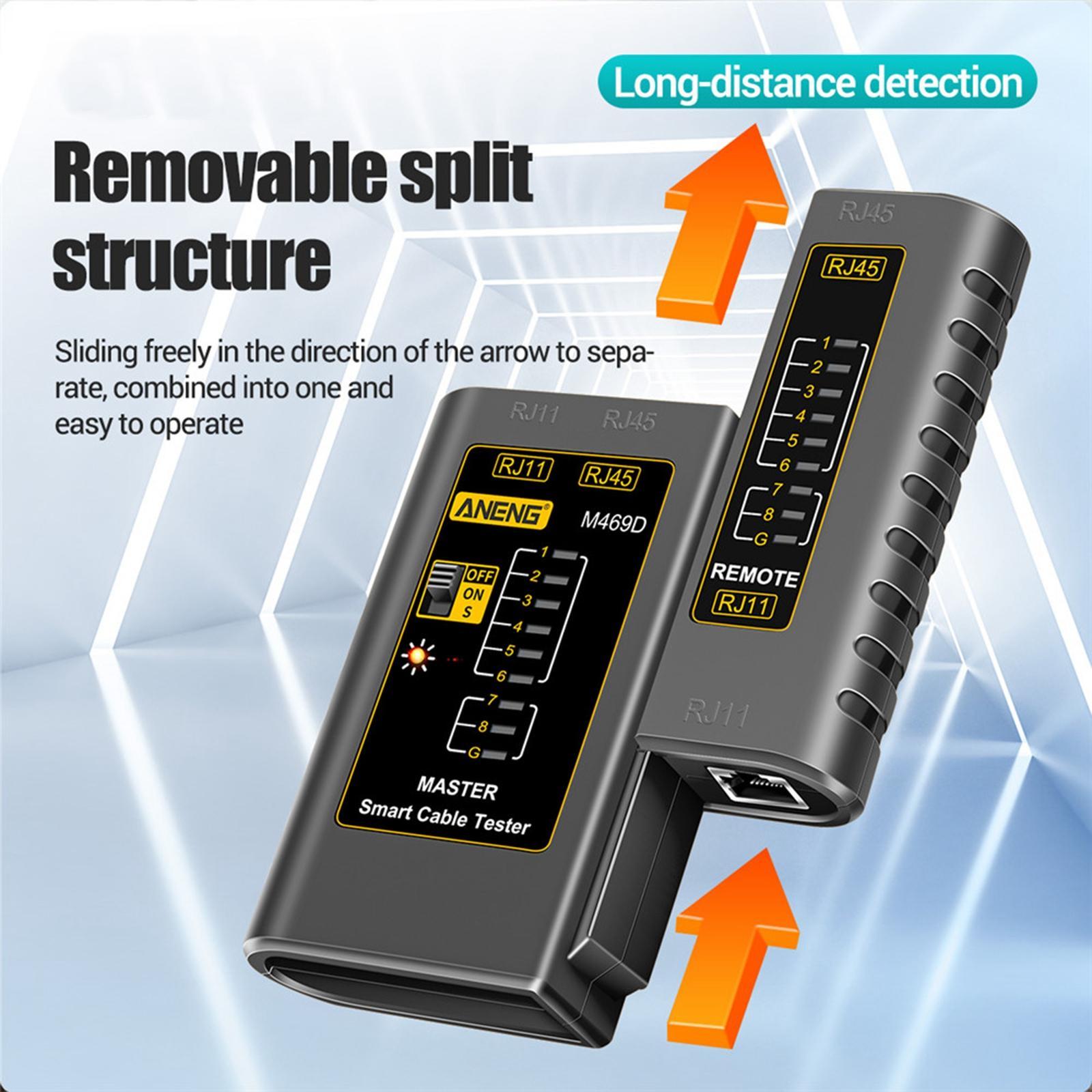 M469D ,Network Cable Tester ,Networking Tool RJ45 RJ11, Separate Design Wire Test Tool for Switch Telephone Line Router Optical Cat