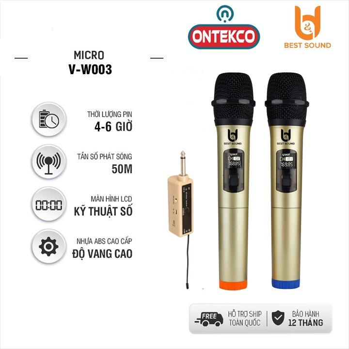 Bộ micro đôi không dây cao cấp ONTEKCO E6s dùng loa kéo, âm ly - bảo hành 12 tháng