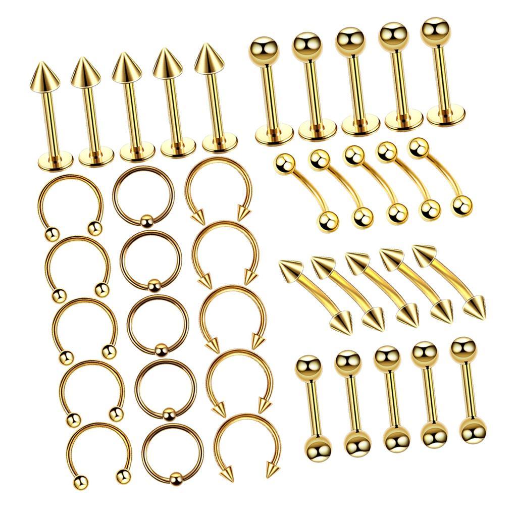 40 Pieces Nose Lip  Eyebrow  Navel Belly  Piercings  6mm