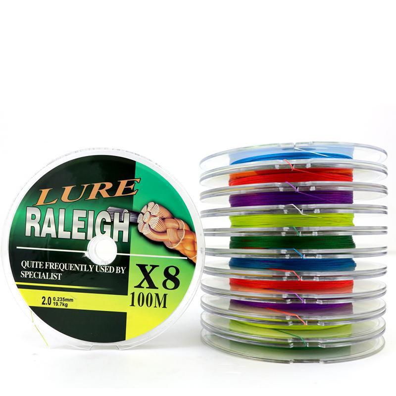 Dây dù câu cá Lure Raleigh X8 dài 100m - Dây dù PE 7 màu Raleigh X8 Siêu Bền hàng chất lượng Nhật Bản