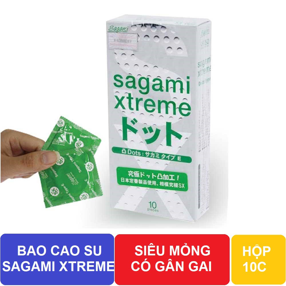 Bộ Bao Cao Su Có Gân Và Gai Siêu Mỏng Sagami Extreme White (10 Bao) Và Bao Cao Su Siêu Mỏng Co Dãn Sagami Xtreme Feel Up (10 Bao)