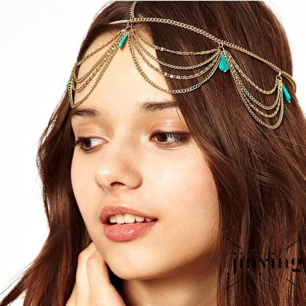 HEADCHAIN BOHO VÒNG TRANG SỨC DÂY CHUYỀN ĐỘI ĐẦU BOHEMIAN PHỐI ĐÁ