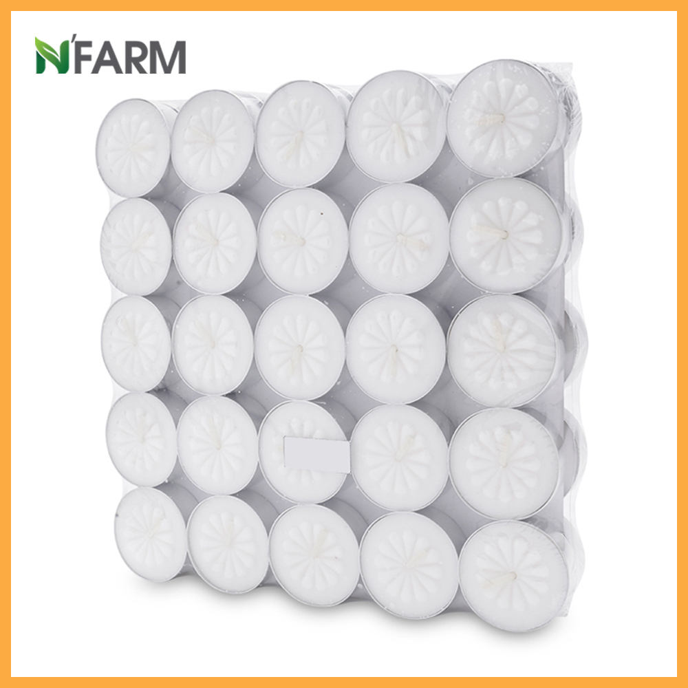 Hộp 100 Viên Nến Tealight Sáp Cọ N'Farm An Toàn Sức Khỏe / Dùng kết hợp đèn xông và tinh dầu/ Khử mùi và đuổi côn trùng hiệu quả.