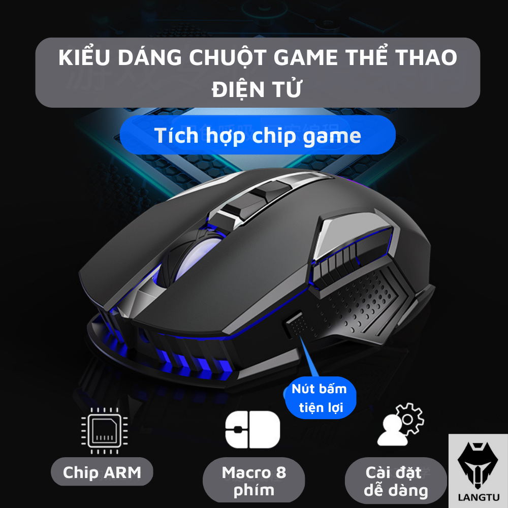 Chuột Máy Tính Gaming Langtu G509 Có Dây Và Hiệu Ứng Đèn Led Hàng Chính Hãng