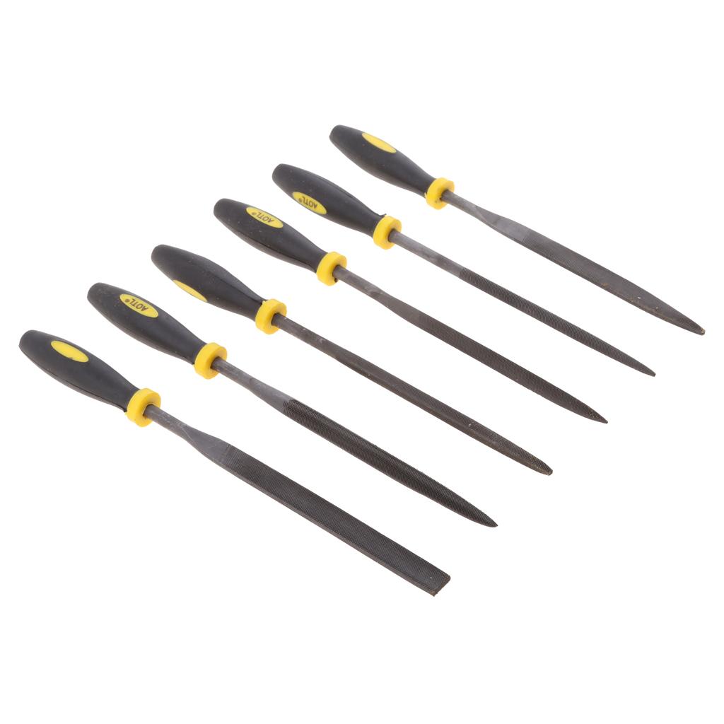 6Pc Steel Rasp Neecle File Set Jeweler Wood Carving Tool Rubber Handle