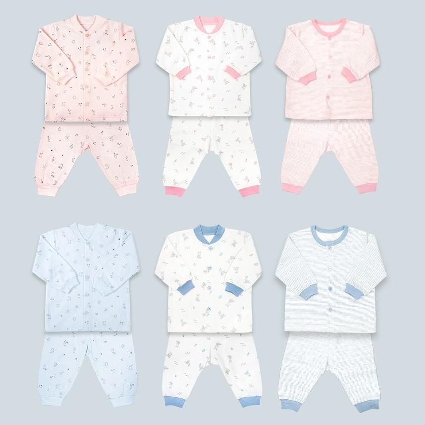 Bộ quần áo Miomio dài tay cài giữa dày 100% cotton