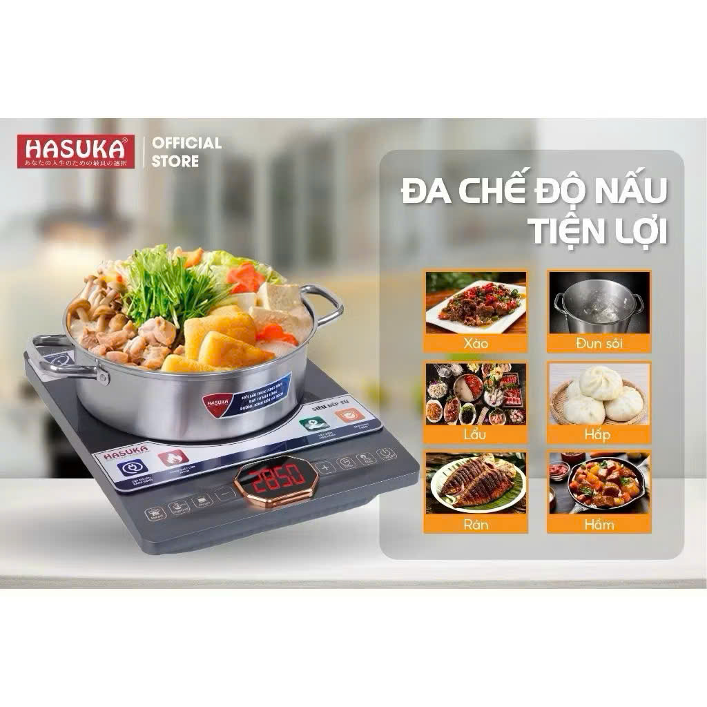 BẾP ĐIỆN TỪ ĐƠN CAO CẤP HASUKA HSK-624 (2850W)-HÀNG CHÍNH HÃNG