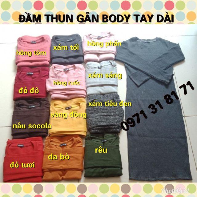 Đầm tay dài thun gân