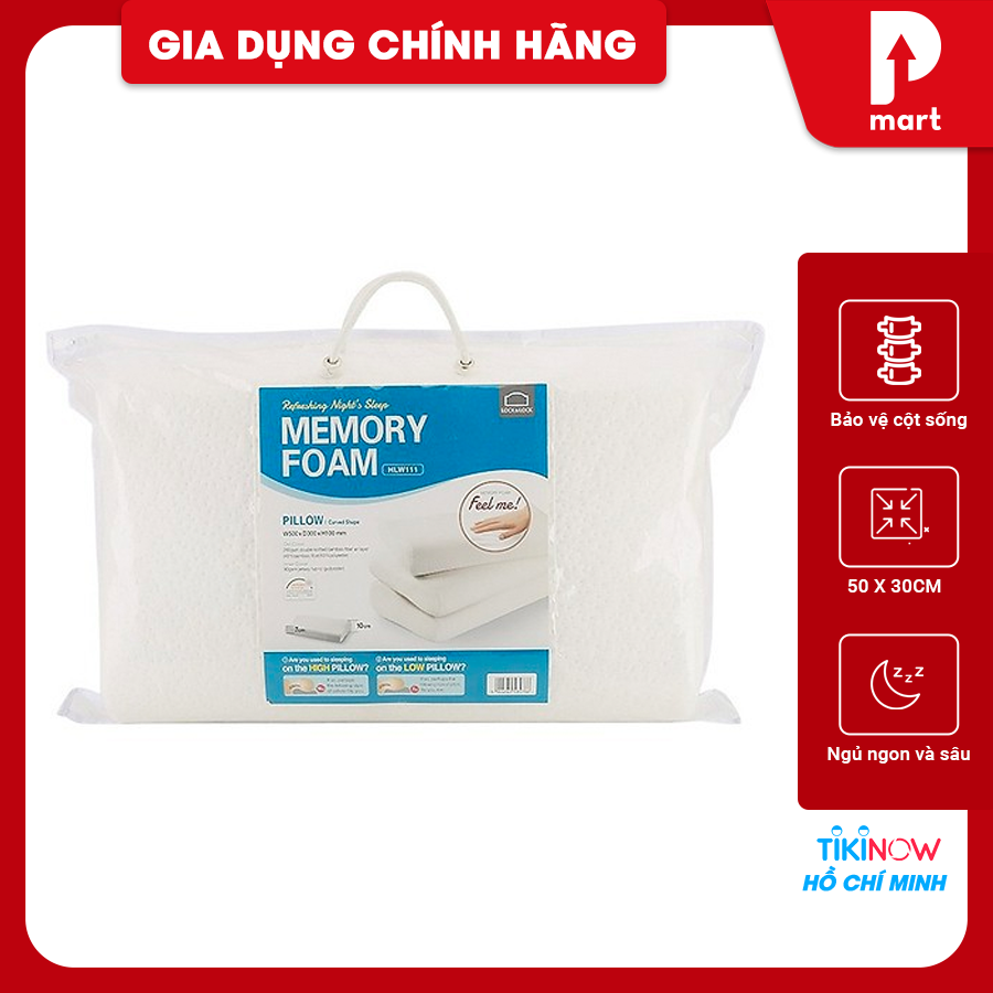 Gối Memory Foam 50D Hình Cong Lock&amp;Lock HLW111 (50 x 30 cm) - Trắng