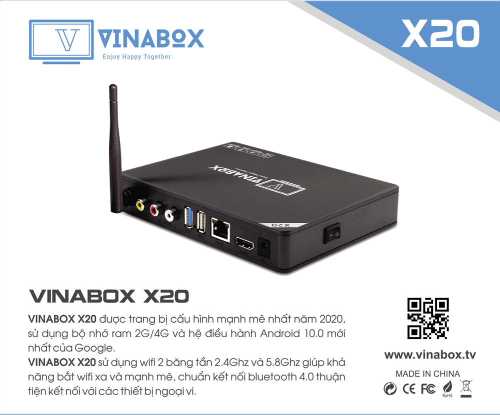 Android vinabox X20-2020 bản Ram 4G, Rom 32G- cấu hình mạnh - SẢN PHẨM CHÍNH HÃNG