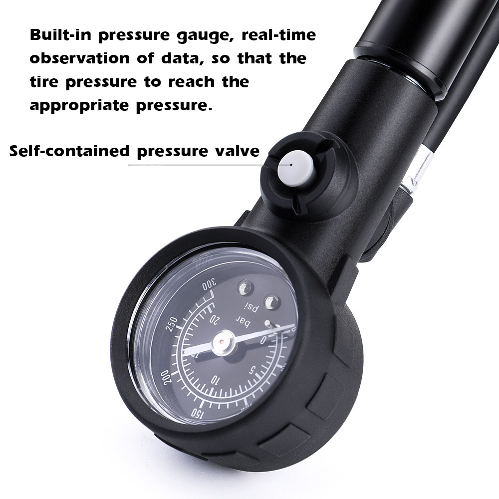 Máy Bơm Không Khí Di Động Áp Suất Cao Với Schrader & Đồng Hồ Đo Van Presta Mtb 120Psi Giyo