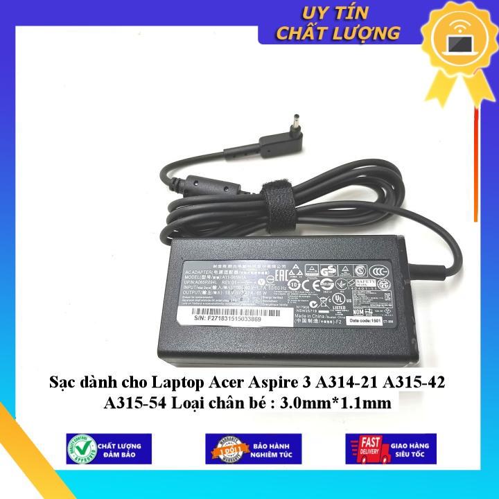 Sạc dùng cho Laptop Acer Aspire 3 A314-21 A315-42 A315-54 Loại chân bé : 3.0mm*1.1mm - Hàng Nhập Khẩu New Seal