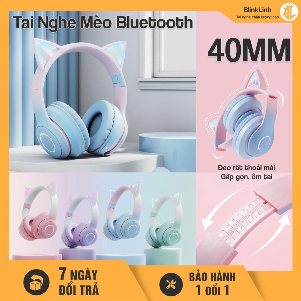 Tai Nghe Mèo Dễ Thương Kết Nối Bluetooth , Tặng Kèm Jack 3.5, Có Mic, Hàng Cao Cấp Cực Ôm Tai. Đeo Thoải Mái