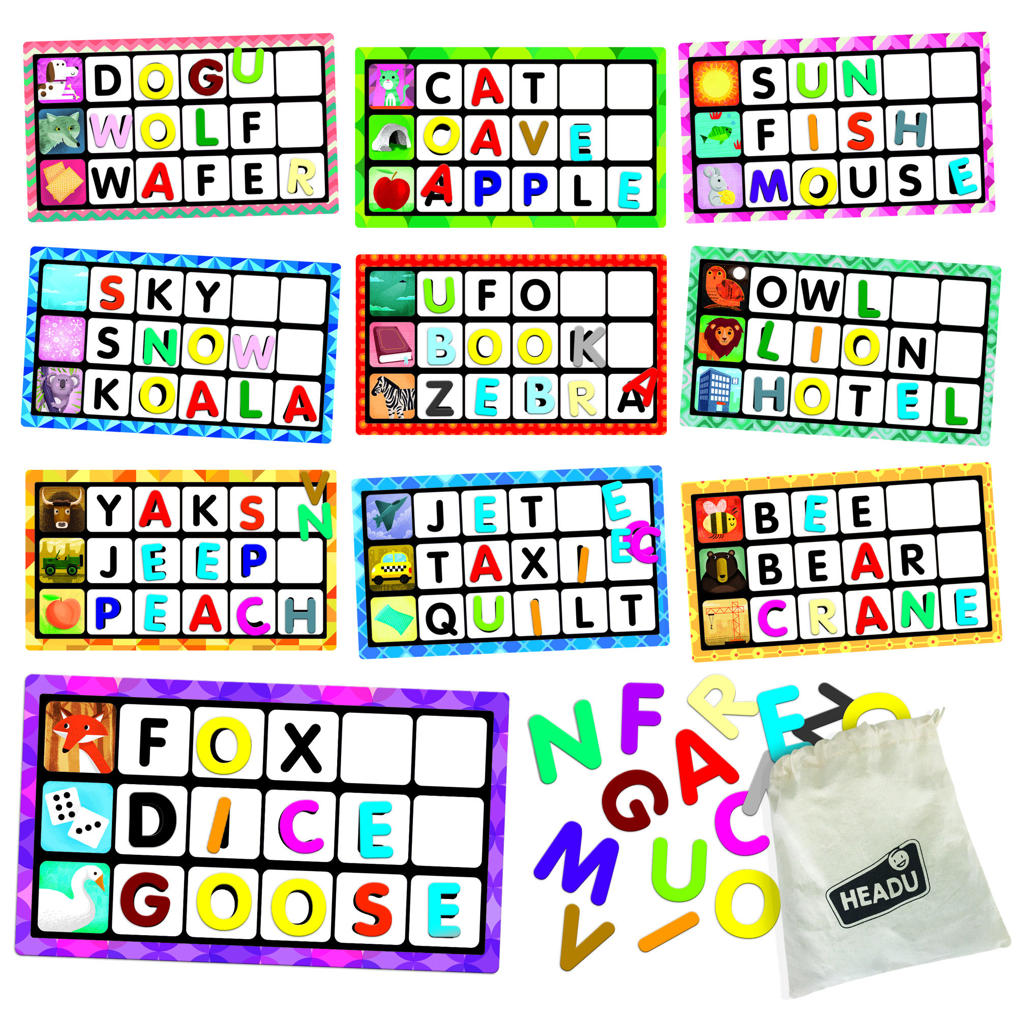 LETTERS&amp; WORDS MONTESSORI - Bộ thẻ chơi Bingo giúp phát triển khả năng đọc và viết tự nhiên cho trẻ từ 3-6 tuổi