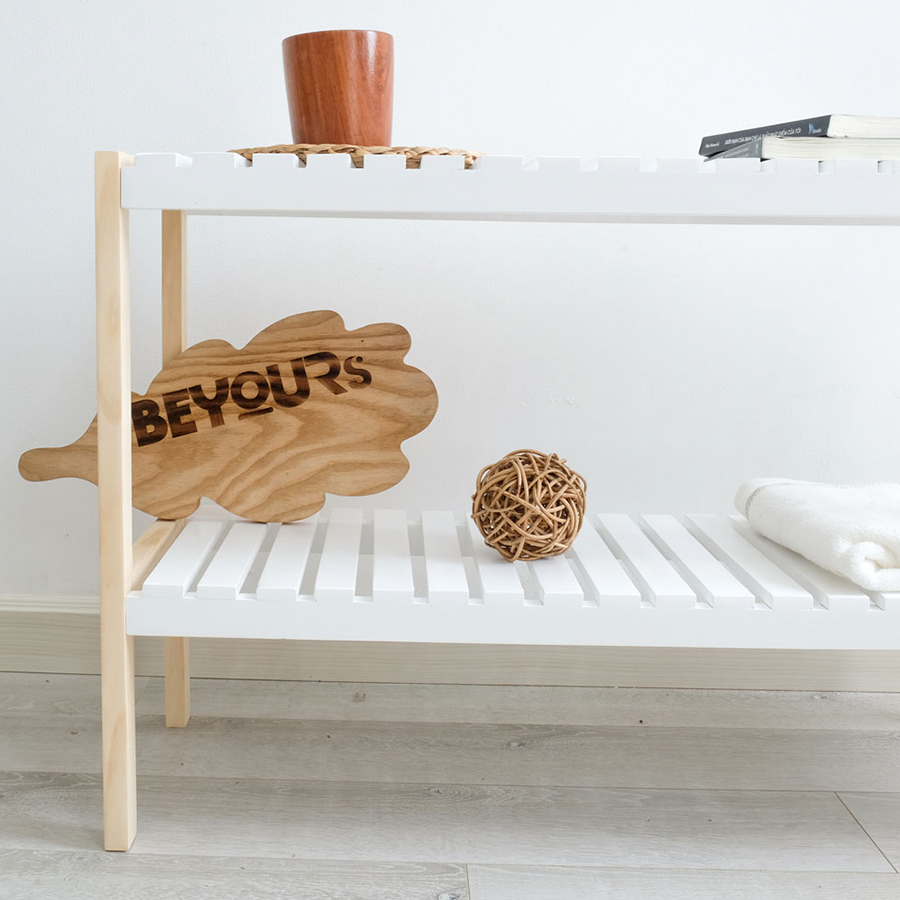 Kệ Giày Dép Gỗ 2 Tầng Size M Bench 2FM Nội Thất Kiểu Hàn BEYOURs - Trắng Phối Gỗ