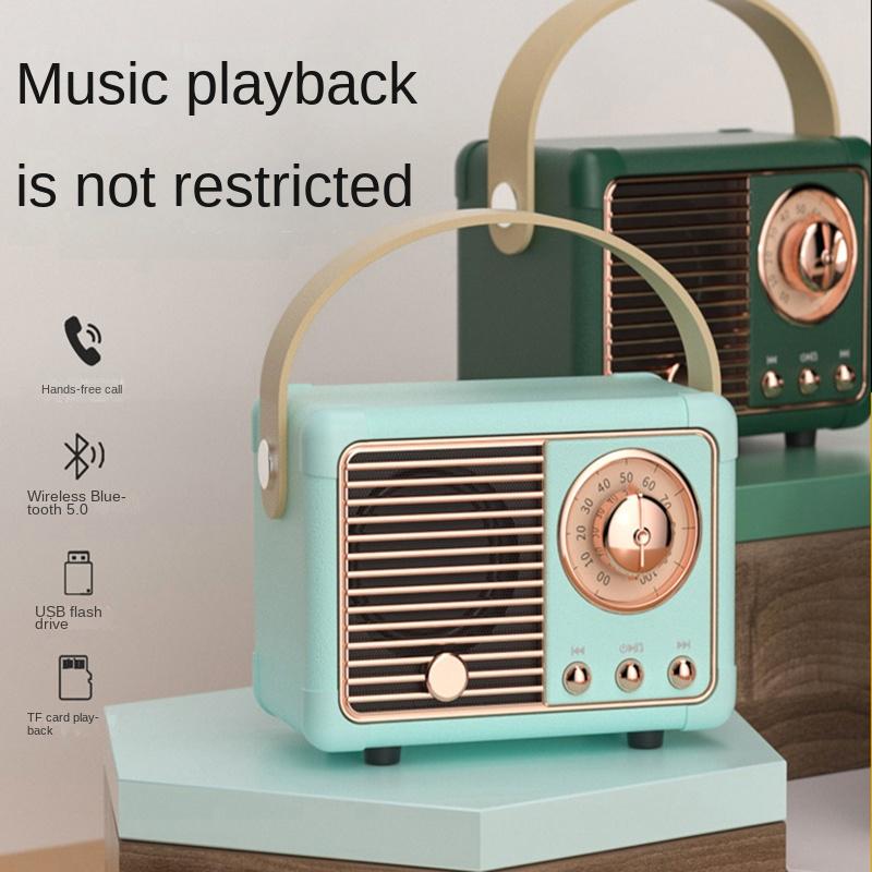 Loa Bluetooth Retro Đĩa U Thẻ TF FM Sáng Tạo Hộp Âm Thanh Mini Di Động USB Mini Ngoài Trời Color: Pink