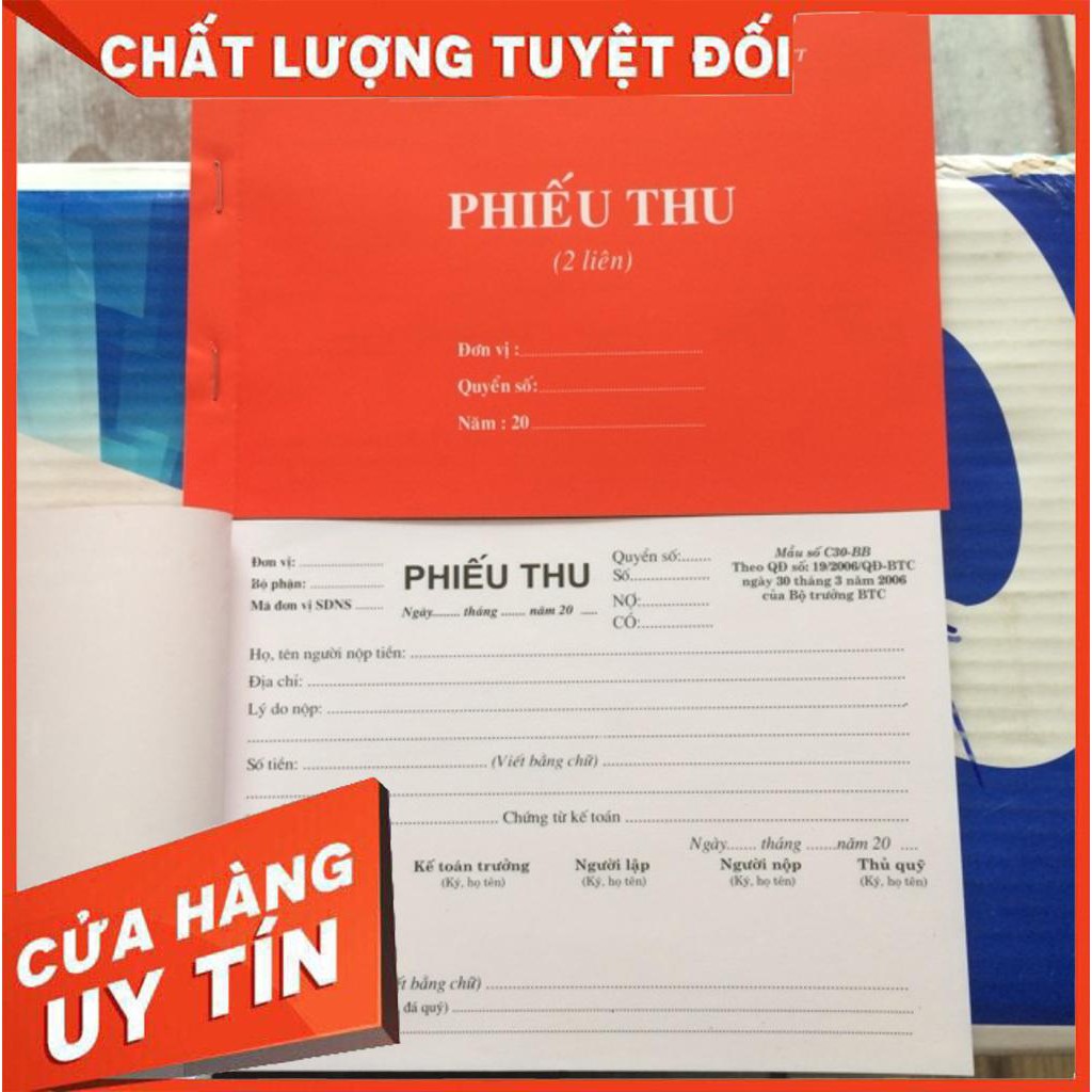 hóa đơn bán lẻ, thu, chi hai liên