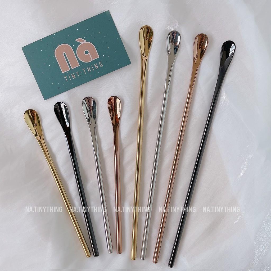 Thìa khuấy muỗng inox cao cấp cán tròn dài dùng pha cà phê,trà sữa, sinh tố NA0050