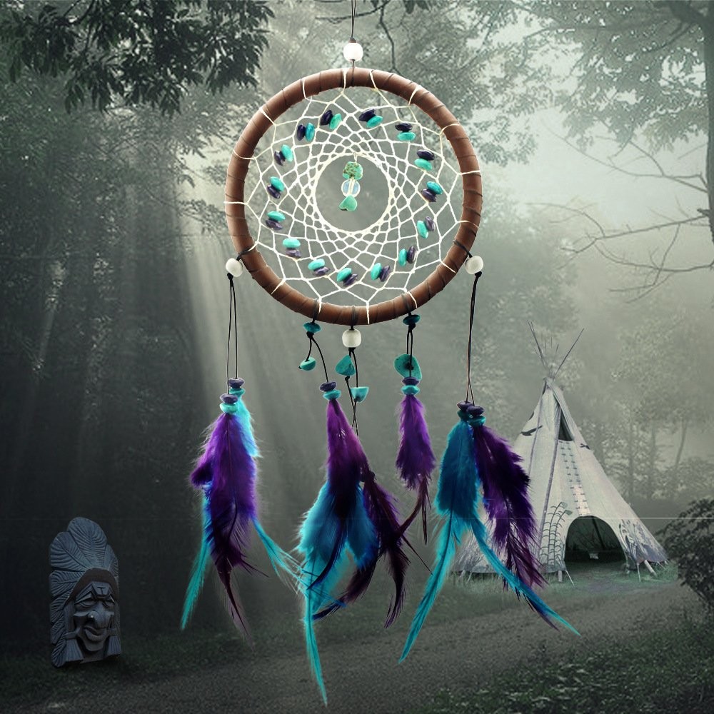 Dreamcatcher lưới giấc mơ ngủ ngon màu tím xanh