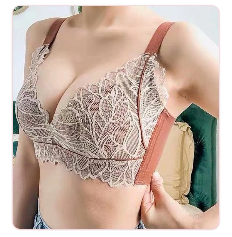 Áo ngực ren không gọng, không đường may, bảng lưng to che được khuyết điểm ở lưng, đệm dày nâng ngực quyến rũ LYEA004