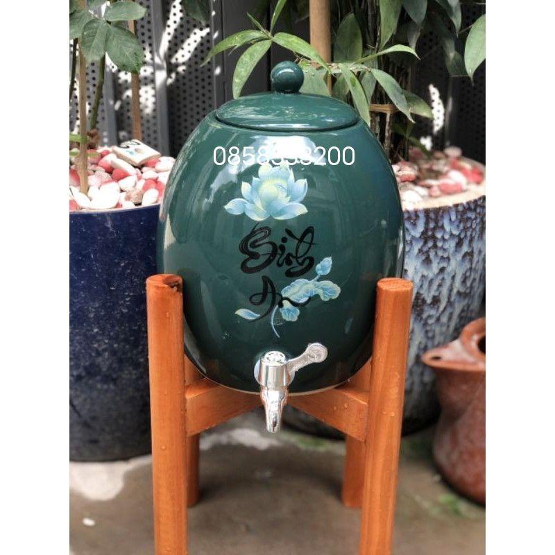 Bình nước 5 lít, vòi inox. Hàng sứ Bát Tràng