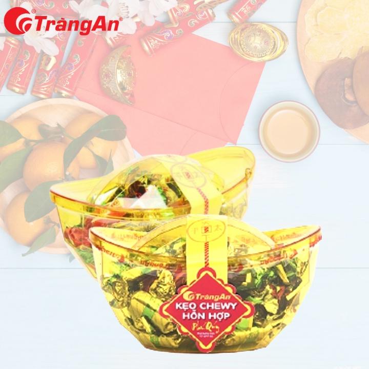 Combo 2 hộp kẹo Chewy hỗn hợp 125g,hình thỏi vàng, thương hiệu Tràng An, hạn sử dụng 8 tháng