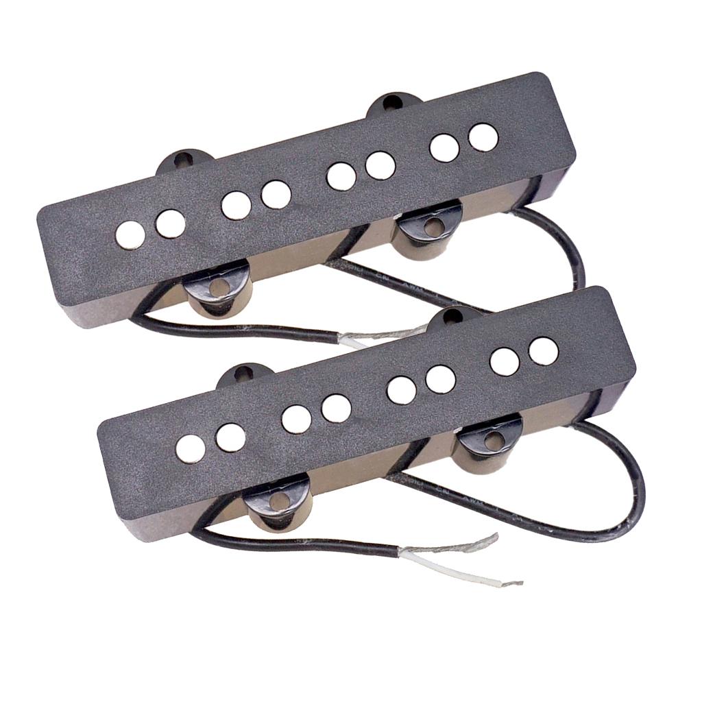 Pack of 2 Metal Electric Bass Open Pickups Black for JB Jazz Bass Part