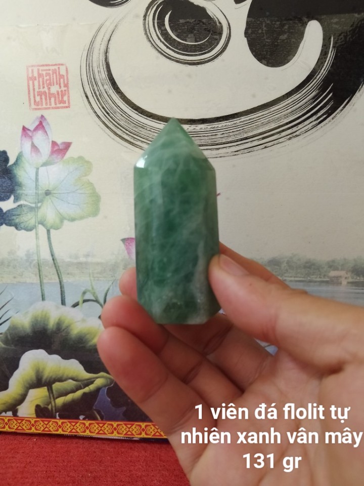 Trụ Đá Flourite Tự Nhiên Màu Xanh, Đá Thanh Tẩy Giúp Hỗ Trợ Reiki, Thiền Định, Sưu Tầm, Chặn Giấy (131 gr)