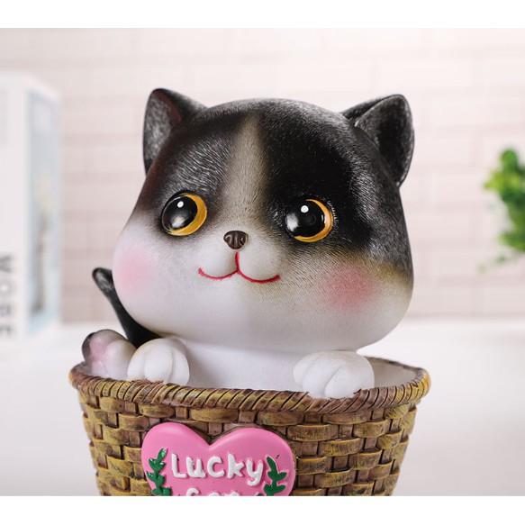 lucky cat mèo may mắn nhựa tiết kiệm quà tặng con heo đất