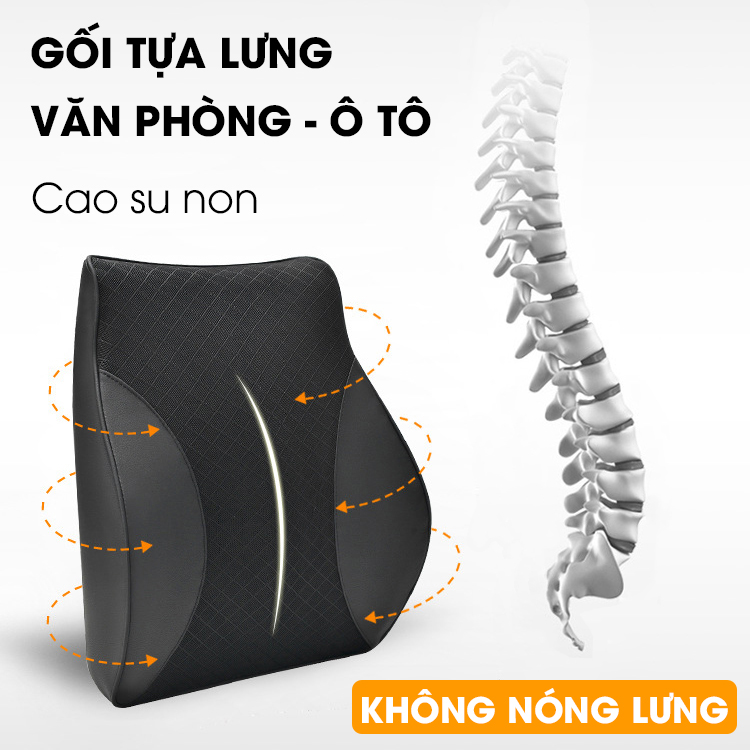 Đệm tựa lưng ghế văn phòng, gối cao su non tựa lưng ô tô Tâm Luân - Vỏ gối tựa lưng da kết hợp lưới siêu thoáng, sang trọng, gối tựa lưng văn phòng